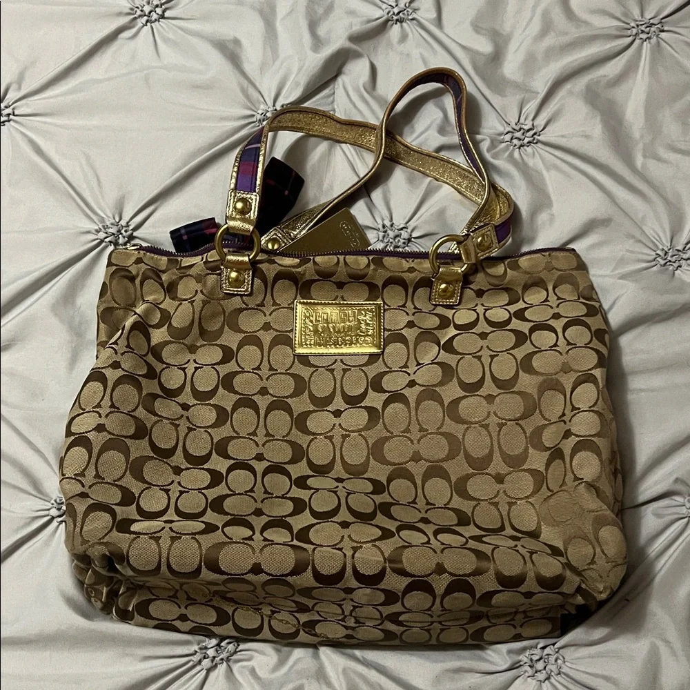 Coach Poppy classic tan and purple tartan large tote (lot of 2, not separating) - Picture 12 of 16
